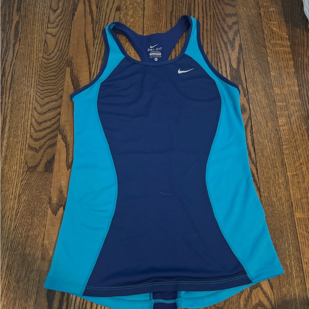 Nike Navy and Teal Racerback Dri-FIT Tank